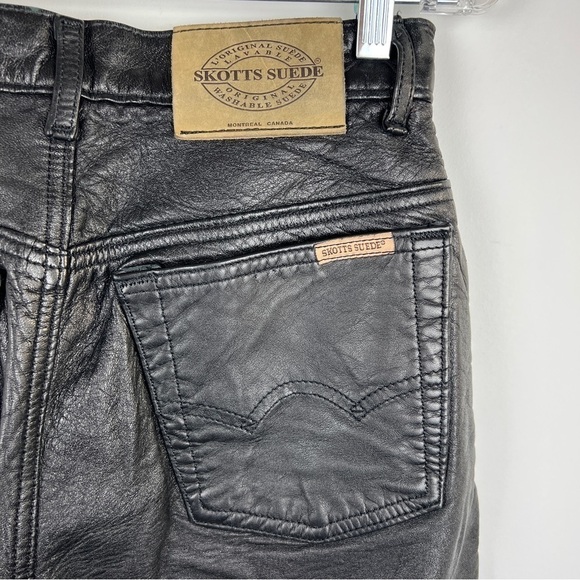 Vintage Washable Black Leather High Waisted Straight Leg Pants Size 26 - Picture 12 of 16